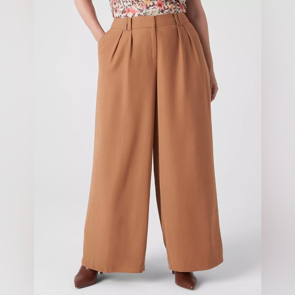 NWT Lane Bryant Pleated Wideleg Pants in Tobacco Brown, size 22